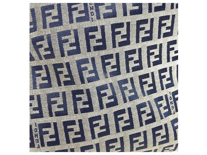 Borsa Fendi Zucchino Logo Flap Bag Bianco Blu navy - vista 14