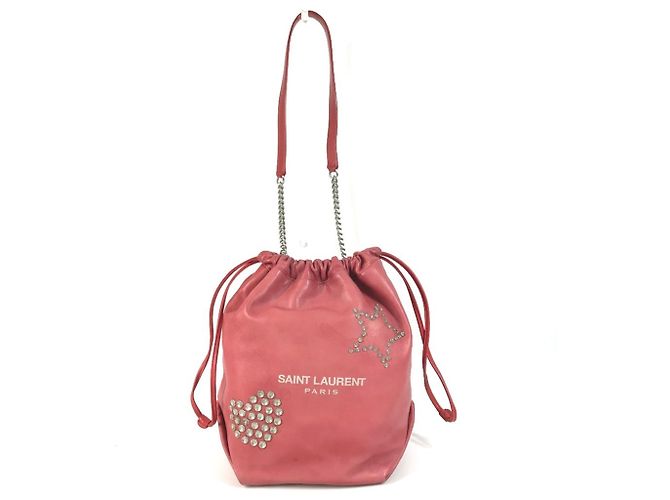 Borsa a tracolla Teddy Studded Logo Heart con catena Yves Saint Laurent Rosso - vista 3
