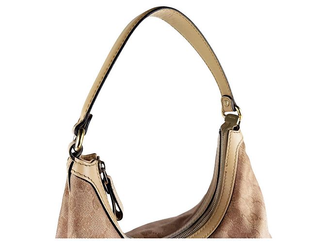 Borsa a Spalla Gucci GG Canvas Beige Metallico - vista 10