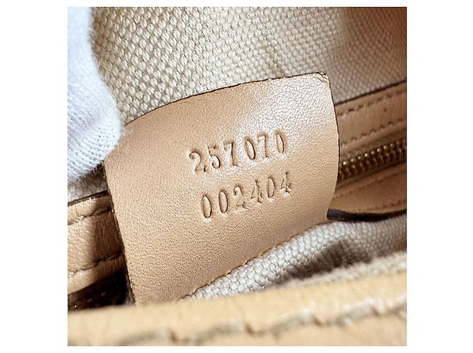Borsa a Spalla Gucci GG Canvas Beige Metallico - vista 13