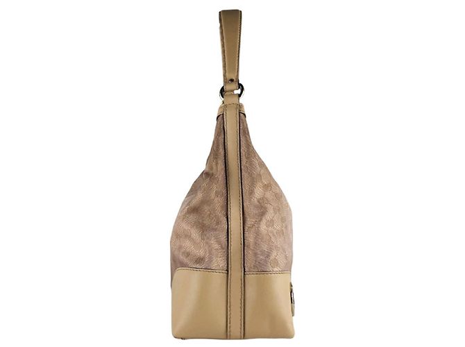 Borsa a Spalla Gucci GG Canvas Beige Metallico - vista 2
