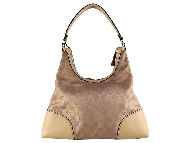 Borsa a Spalla Gucci GG Canvas Beige Metallico - vista 3