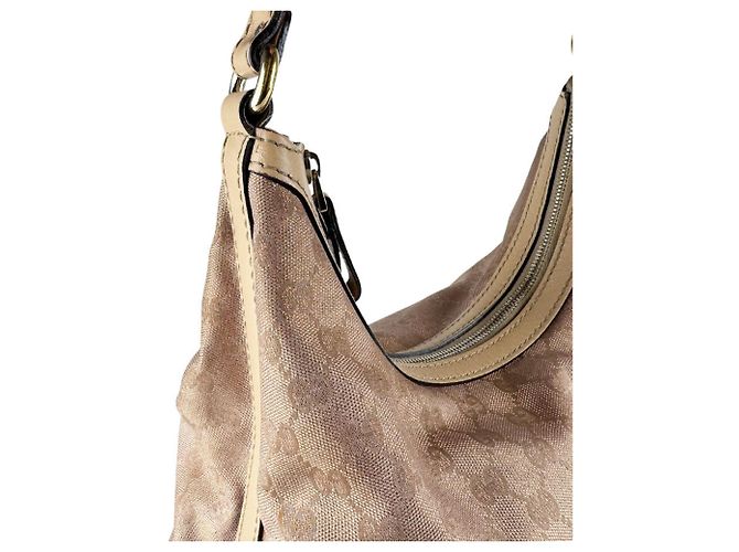 Borsa a Spalla Gucci GG Canvas Beige Metallico - vista 7