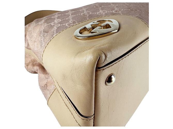 Borsa a Spalla Gucci GG Canvas Beige Metallico - vista 9