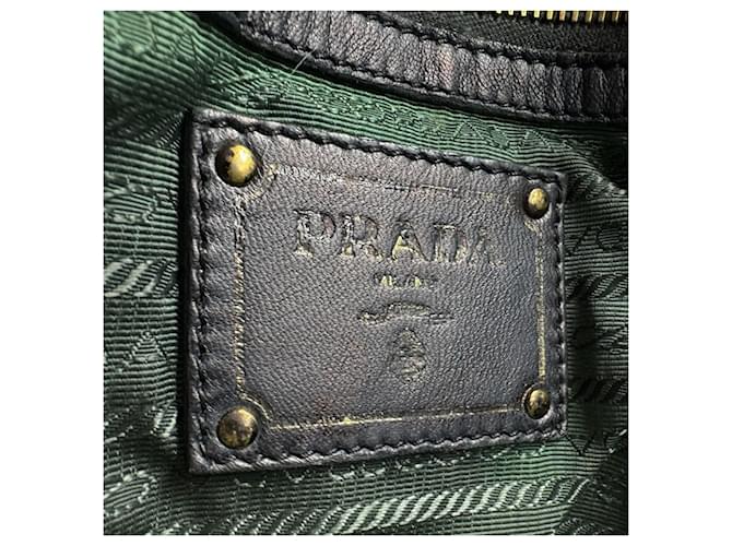 Borsa in nylon e pelle Prada nera e verde Nero - vista 13