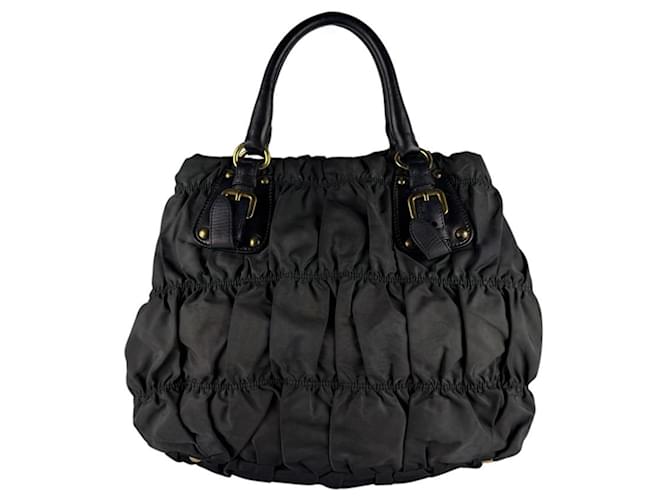 Borsa in nylon e pelle Prada nera e verde Nero - vista 3