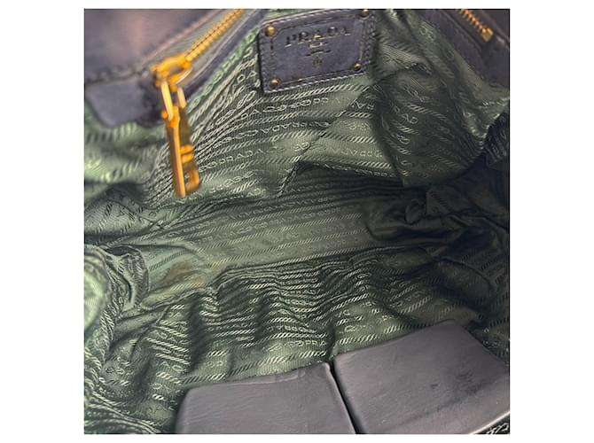Borsa in nylon e pelle Prada nera e verde Nero - vista 5