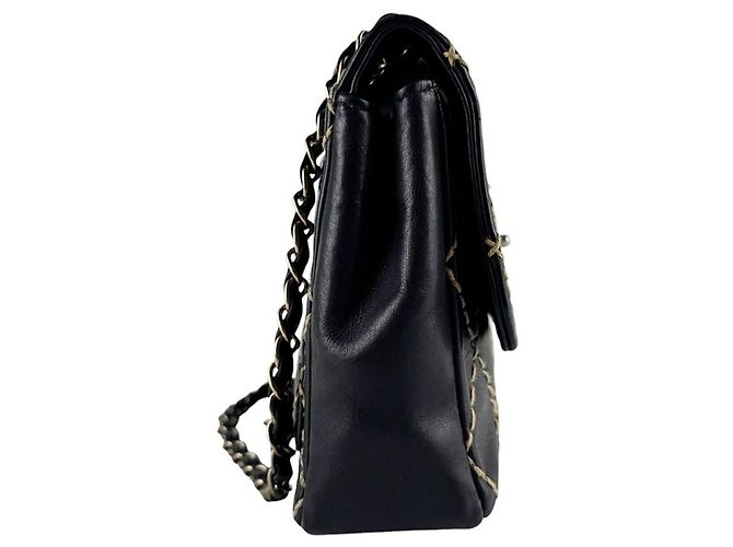 Borsa a tracolla in pelle Chanel Wild Stitch Nero Beige - vista 2