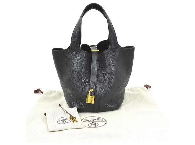 Hermès Borsa Hermes Picotin Lock PM 18 in pelle Taurillon Clemence nera Nero - vista 16