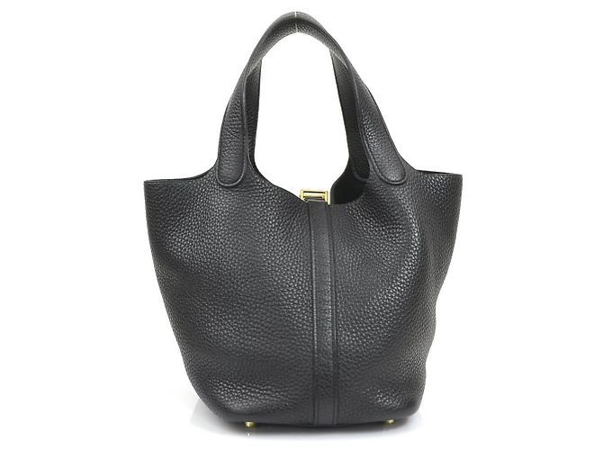 Hermès Borsa Hermes Picotin Lock PM 18 in pelle Taurillon Clemence nera Nero - vista 3