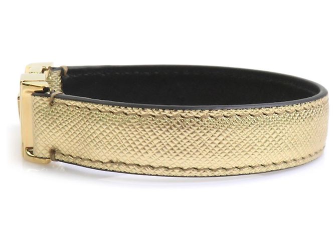 Bracciale Charm Prada in pelle e metallo dorato D'oro - vista 3