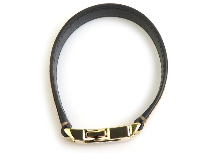 Bracciale Charm Prada in pelle e metallo dorato D'oro - vista 6