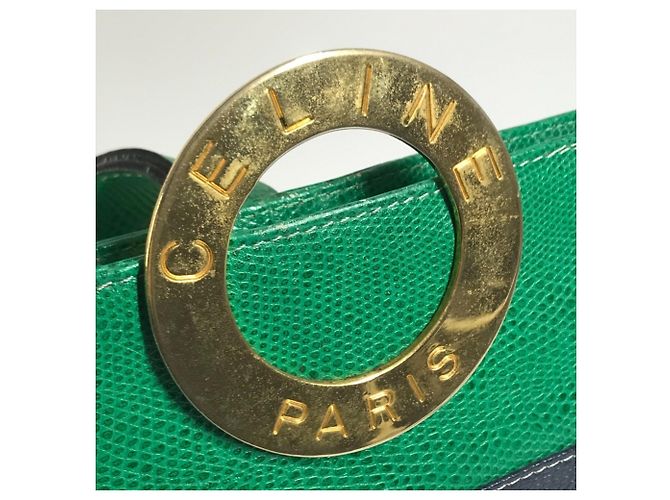 Céline CELINE Vintage Kreislogo Ein-Schulter-Eimerbeutel Rot Blau Grün Gelb - Ansicht 13