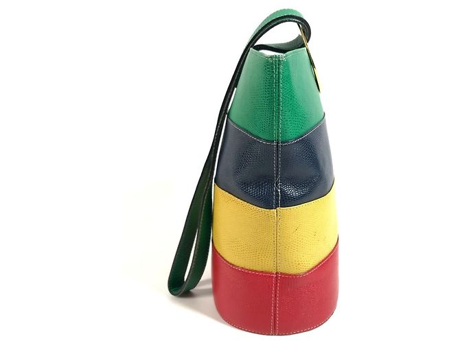 Céline CELINE Vintage Kreislogo Ein-Schulter-Eimerbeutel Rot Blau Grün Gelb - Ansicht 5