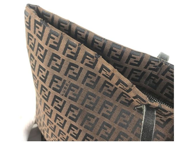 Fendi Vintage Zucchino Logo Tote Bag Braun - Ansicht 11