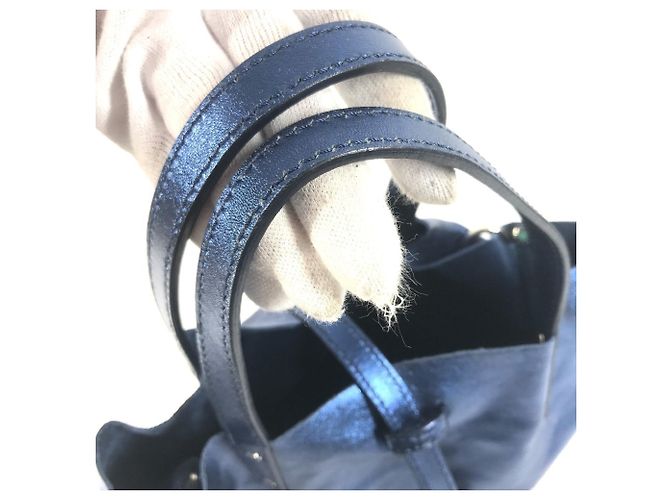 Tiffany & Co. Metallic Logo Handtasche Blau Metallisch - Ansicht 10