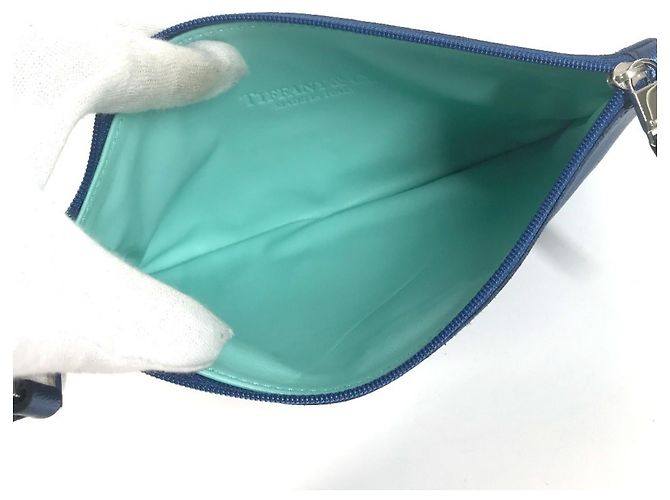 Tiffany & Co. Metallic Logo Handtasche Blau Metallisch - Ansicht 15