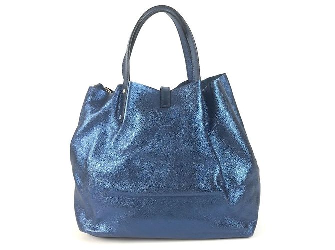 Tiffany & Co. Metallic Logo Handtasche Blau Metallisch - Ansicht 3