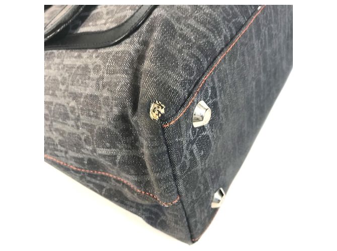 Borsa in denim Christian Dior Dior Flight Line Trotter Logo Blu Arancione - vista 10