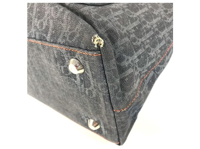 Borsa in denim Christian Dior Dior Flight Line Trotter Logo Blu Arancione - vista 11