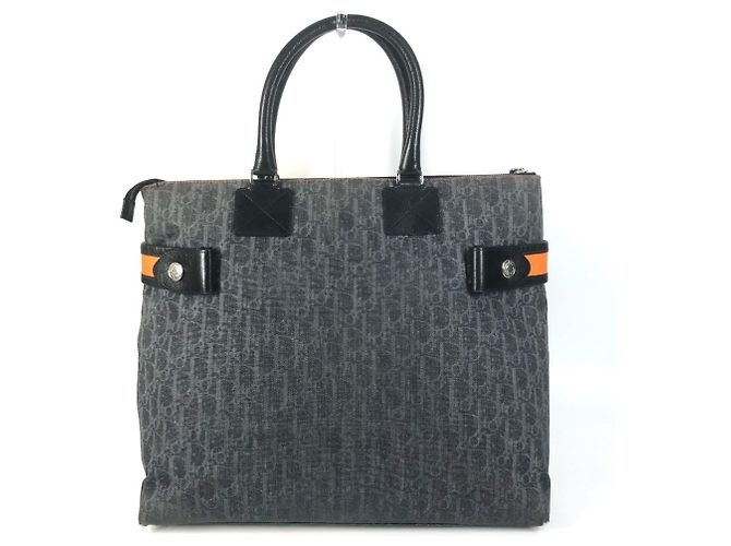 Borsa in denim Christian Dior Dior Flight Line Trotter Logo Blu Arancione - vista 2