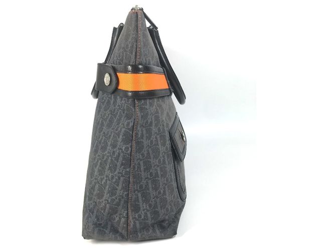 Borsa in denim Christian Dior Dior Flight Line Trotter Logo Blu Arancione - vista 4