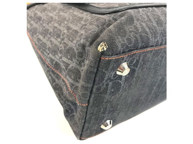 Borsa in denim Christian Dior Dior Flight Line Trotter Logo Blu Arancione - vista 7