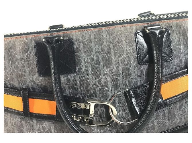 Borsa in denim Christian Dior Dior Flight Line Trotter Logo Blu Arancione - vista 9