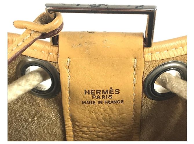 Borsa a tracolla in pelle Taurillon Clemence Hermès Beige Giallo - vista 11