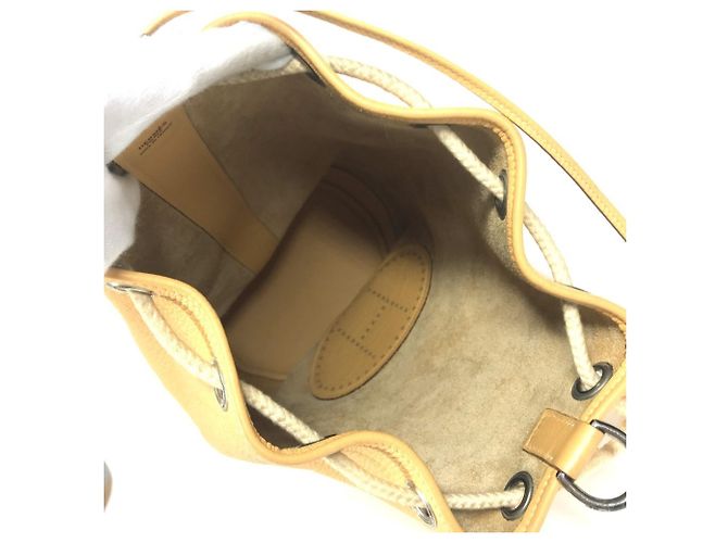 Borsa a tracolla in pelle Taurillon Clemence Hermès Beige Giallo - vista 12