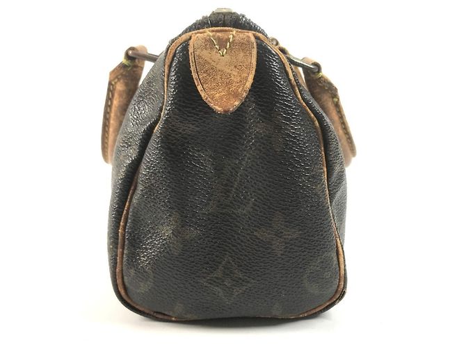 Borsa Louis Vuitton Monogram Mini Speedy Marrone Monogramma - vista 3