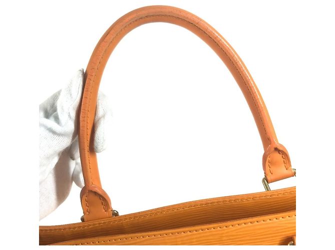 Borsa Louis Vuitton Epi Sac Plat GM Arancione Grigio - vista 11