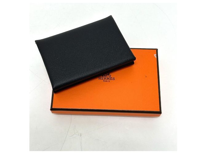 Hermès Cartera de dos pliegues Hermes Calvi Duo Negro - vista 14