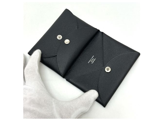 Hermès Cartera de dos pliegues Hermes Calvi Duo Negro - vista 7