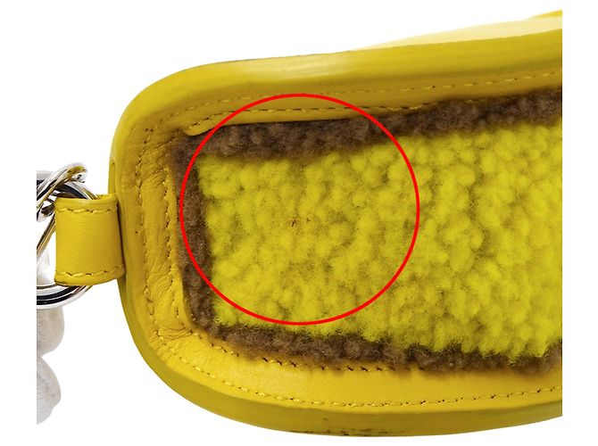 Borsa/Pochette in pelle e lana Fendi Giallo - vista 10