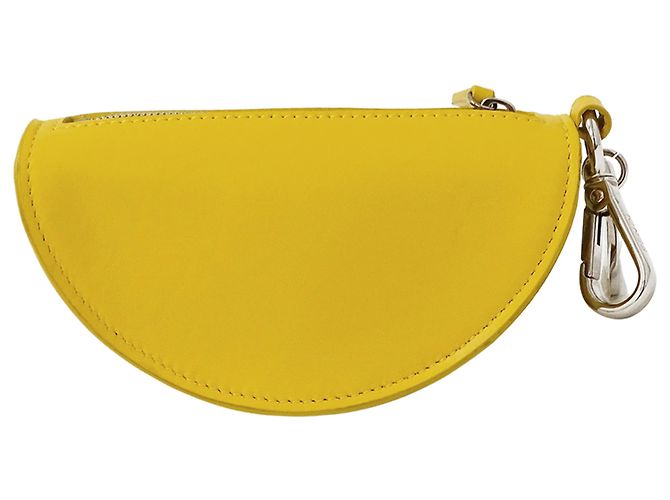 Borsa/Pochette in pelle e lana Fendi Giallo - vista 3