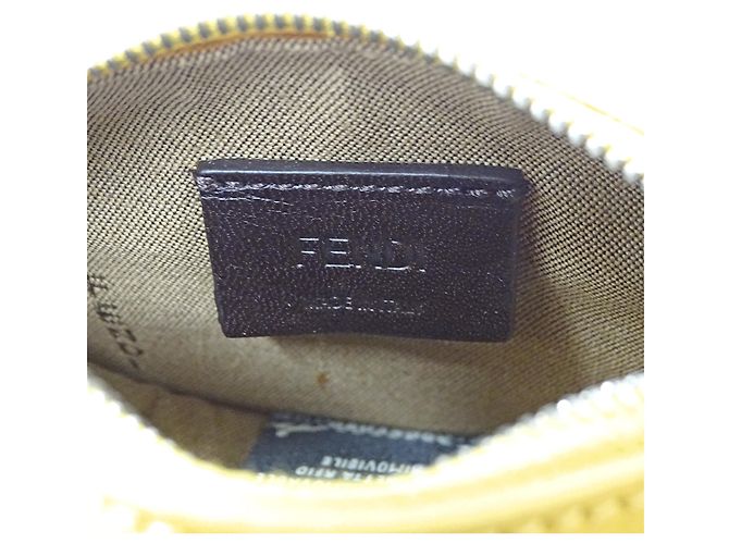 Borsa/Pochette in pelle e lana Fendi Giallo - vista 6