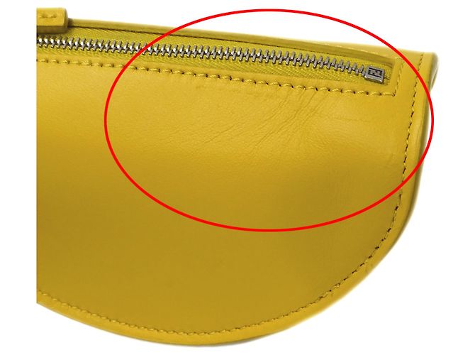 Borsa/Pochette in pelle e lana Fendi Giallo - vista 7
