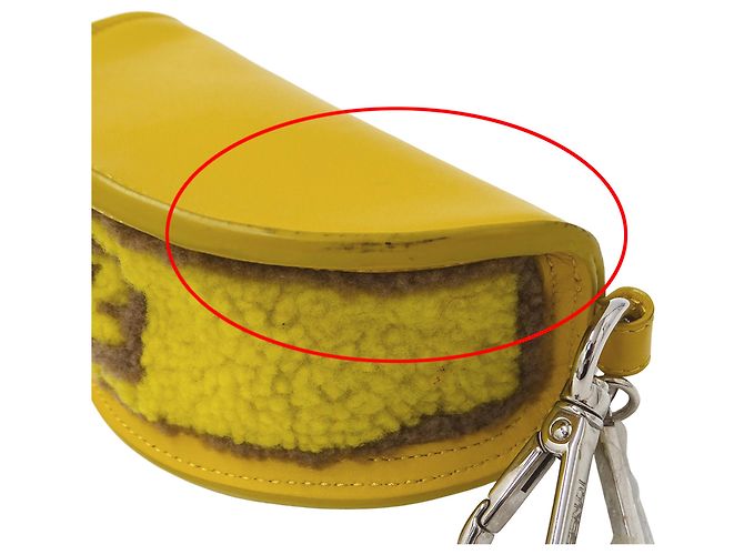Borsa/Pochette in pelle e lana Fendi Giallo - vista 9