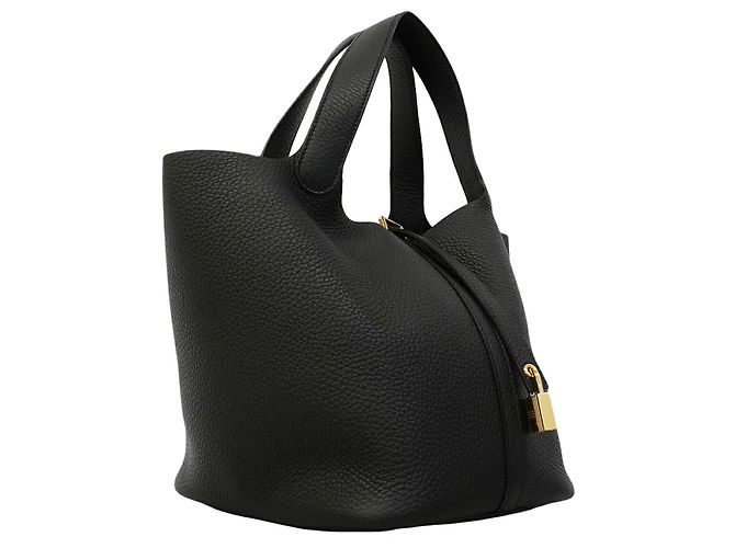 Hermès Borsa Hermes Picotin Lock MM in pelle Taurillon Clemence nera Nero - vista 2