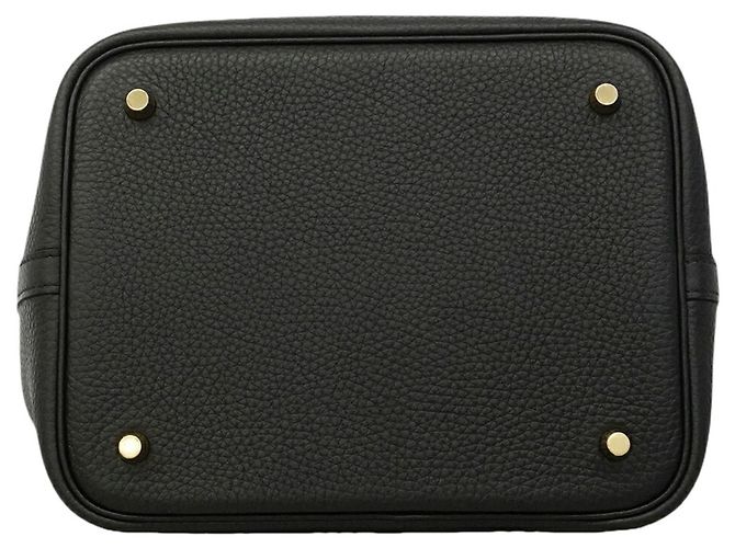 Hermès Borsa Hermes Picotin Lock MM in pelle Taurillon Clemence nera Nero - vista 3