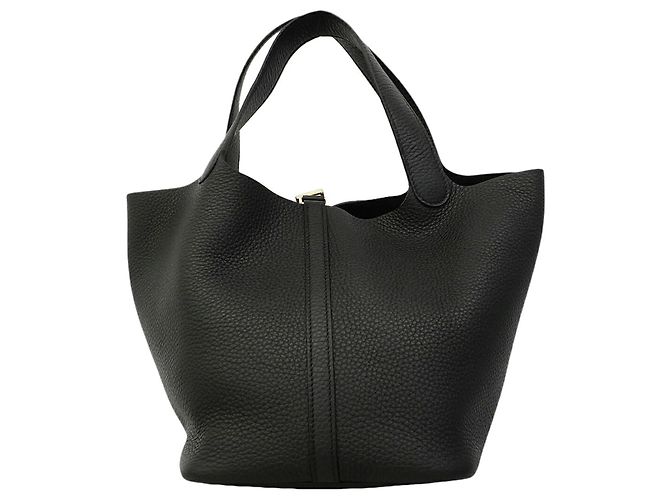 Hermès Borsa Hermes Picotin Lock MM in pelle Taurillon Clemence nera Nero - vista 7