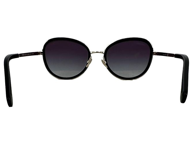 Timeless Chanel Rundbrille aus schwarzem Metall mit Gradient-Kristallen - Ansicht 6