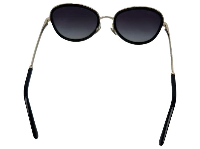 Timeless Chanel Rundbrille aus schwarzem Metall mit Gradient-Kristallen - Ansicht 7