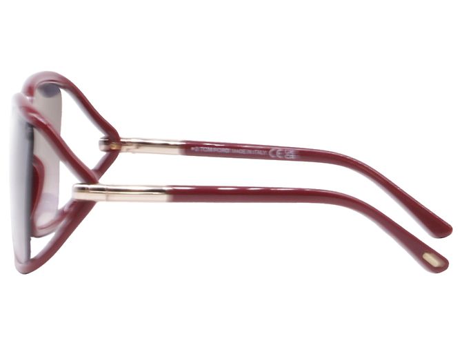 Tom Ford Solange-02 60MM eckige Sonnenbrille aus rotem Acetat Bordeaux - Ansicht 2