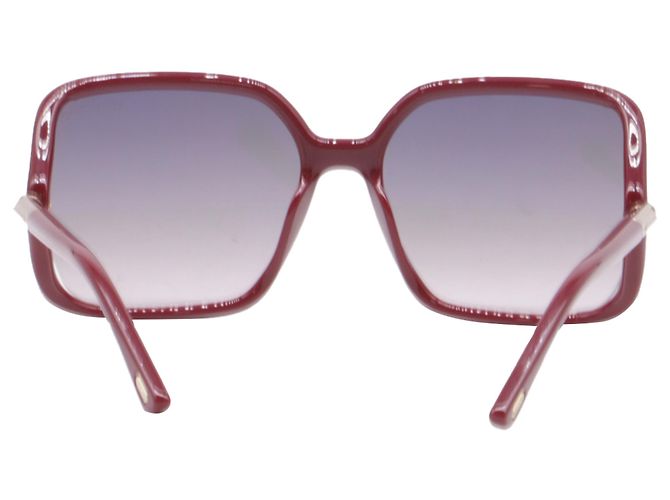 Tom Ford Solange-02 60MM eckige Sonnenbrille aus rotem Acetat Bordeaux - Ansicht 3