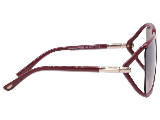 Tom Ford Solange-02 60MM eckige Sonnenbrille aus rotem Acetat Bordeaux - Ansicht 4