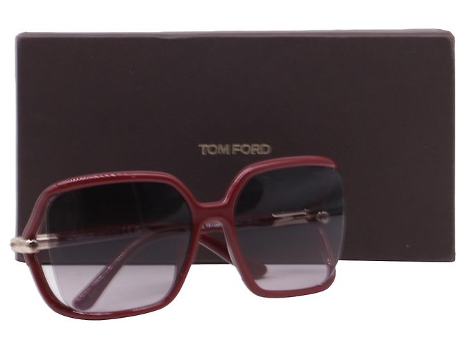 Tom Ford Solange-02 60MM eckige Sonnenbrille aus rotem Acetat Bordeaux - Ansicht 5