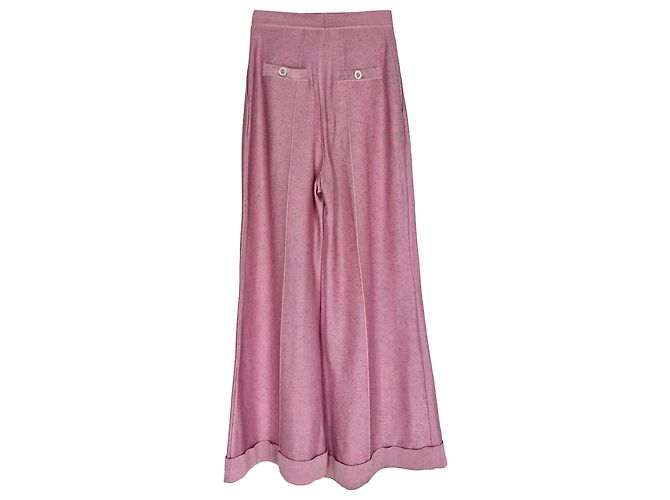Timeless Pantalones de pierna ancha Chanel en algodón rosa - vista 2