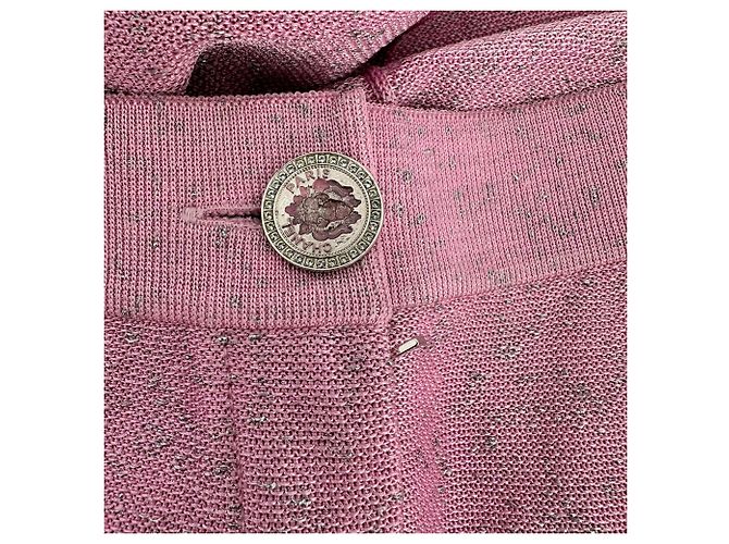 Timeless Pantalones de pierna ancha Chanel en algodón rosa - vista 4